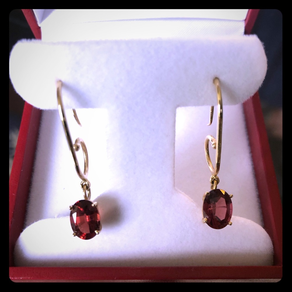 Rhodolite garnet and 14k gold earrings